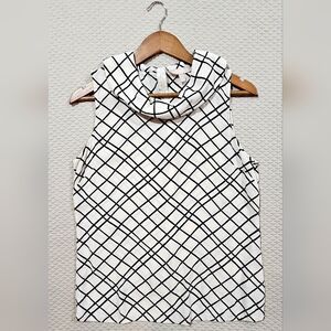 Banana Republic‎ Black and White Windowpane Pattern Design Blouse Size 14